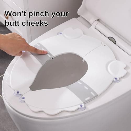 DIJIAMEIYA Portable Potty Training Seat for Toddlers, Foldable Travel Toilet with Non-Slip & Anti-Pinch Design, One-Handed Quick Release, Universal Fit for Most Toilets(Gray) - Thumbnail 5