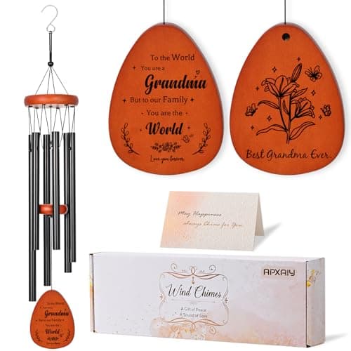 APXAIY Grandma Birthday Gifts from Grandkids, Grandmas Wind Chimes, Best Grandma Ever Gift Wind Chime Garden Decor for Grandmother on Mothers Day Christmas Thanksgiving, 26 Inch - Image 1