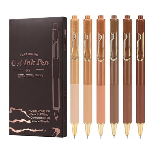Niodel Gel Pens,6 Pcs Quick Drying Black Ink Medium Point 0.7mm Pens,Smooth Writing Pens with Silicone Sheath,Silent Click Pen Set for Journaling Note Taking (style_2)