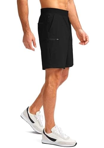 Viodia Men's 7" Golf Shorts with 5 Pockets Elastic Waist Dry Fit Stretch Lightweight Shorts for Men Hiking Casual Athletic Black - Thumbnail 3