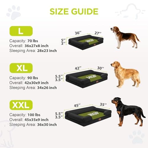Extra Large Dog Bed, Orthopedic XL Washable Bed for Big Dog Waterproof Pet Couch Sofa Bolster with Removable Cover, Non-Slip Bottom, Tennis Ball Toy, 42x30 - Thumbnail 4