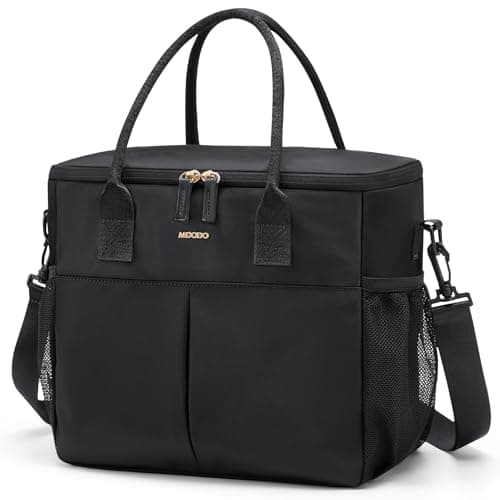 MDODO Lunch Bag Large Insulated Lunch Bags for Women Men Adult Lunch Box with Shoulder Strap for Work,Picnics,Outings (Black) - Image 1