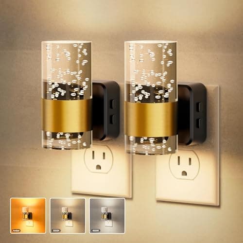 JandCase Night Lights Plug into Wall, 2 Pack 3CCT Color Changing Night Light, 10/50/100LM Adjustable Brightness Nightlight, Amber/3000K/5000K Nightlight with Dusk to Dawn Sensor for Home Decor - Image 1