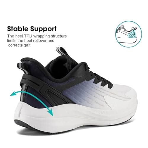 Men's Road Running Shoes Cushioning Athletic Sneakers - Non Slip Jogging Outdoor Gym Workout Comfortable Lightweight Walking Tennis Shoes Active5K Black - Thumbnail 5