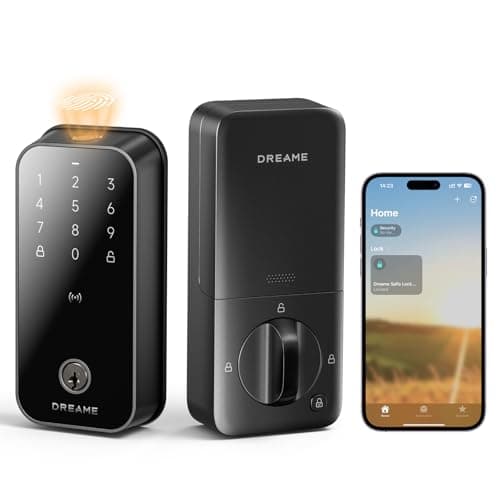DREAME Smart Lock Lite, Digital Fingerprint Keyless Entry Door Lock, 12-Months Battery, Front Door Smart Lock Deadbolt Set with App Control, Auto Lock, IP54 Waterproof, Supports Apple HomeKit, Black - Image 1