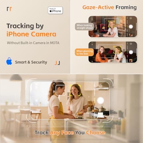 COMITOK Magnetic Auto Face Tracking Stand MOTA Tripod with Remote Controller for iPhone Follows Your Movement Hands-Free Video Recording with 360 Degree Holder for Conference, FaceTime, Fittness-White - Thumbnail 5