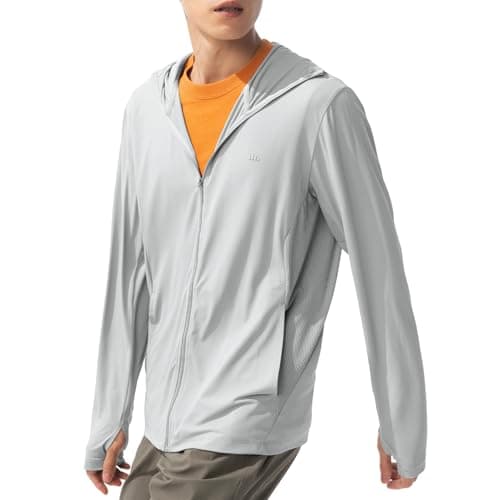 BENEUNDER Men's UPF 50+ Sun Protection Lightweight Hoodie Jacket Long Sleeve Active Sun Shirts for Outdoor Hiking Workout Gray - Image 1