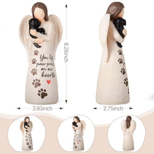 VOFSTAND Affection Angel Embraces Dog, I Love Our Friendship, Gift to Celebrate Loving Pets and Dog Lovers, Sculpted Hand-Painted Figurine - Thumbnail 3