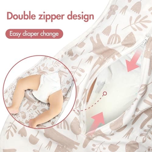 ANYEDDE 2-Pack Newborn Swaddle Sleep Sack - Arms Up Swaddle 0-3 Months, Baby Transitional Swaddles for Newborn, Cuff Removable Design, Pink Bunny Breathable Sleep Sacks with 2-Way Zipper - Thumbnail 5