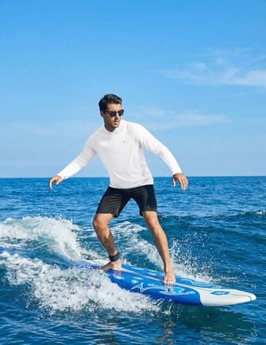 PINSPARK Men's UPF 50+ Fishing Shirts Long Sleeve UV Sun Hoodie, Hiking Running Swimming Surfing Athletic Workout Shirt L White - Thumbnail 6