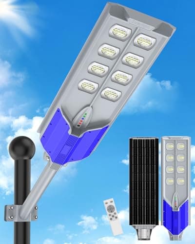 AIKVSXER S-12000W Solar Street Lights Outdoor, 6500K Commercial Dusk to Dawn Parking Lot Light, Waterproof IP67 Solar Security Flood Lights with Motion Sensor and Remote for Street,Road,Yard, 1 Pack - Image 1