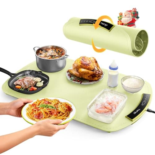 COLDFILL Warming Mat for Food, Electric Food Warming Mat with 8 Temp Level and 4H Timer, Silicone Chafing Dishes(24"x16"), Rollable & Portable Warming Trays for Buffets Party (Green) - Image 1