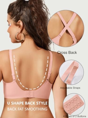COCOMARTS Jelly Bras for Women No Underwire Deep V Bra Tea Red 3XL - Thumbnail 3