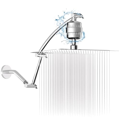 Vapralis Filtered Shower Head with Adjustable Extension Arm, Rain High Pressure Showerhead with 20-Stage Shower Filter for Removing Chlorine and Harmful Substances (10 Inch, Chrome Finish) - Image 1