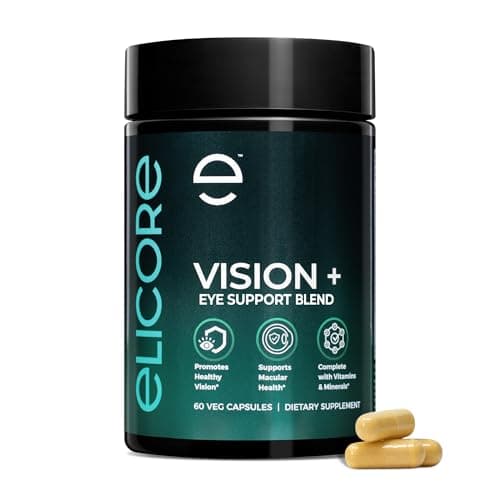 ELICORE Eye Vitamins – 200 mg Lutein and Zeaxanthin Supplement – Clear Vision & Eye Health Support* – Macular Support* – 23 in 1 Complex with Lutein, Zeaxanthin, Vitamins & Minerals – 60 Veg Caps - Image 1