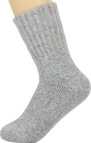 Weweya Thick Socks for Winter Womens Thick Warm Winter Vintage Knit Thermal Soft Comfort Crew Socks Home Sleeping Sock Black, Brown, Grey - Thumbnail 5