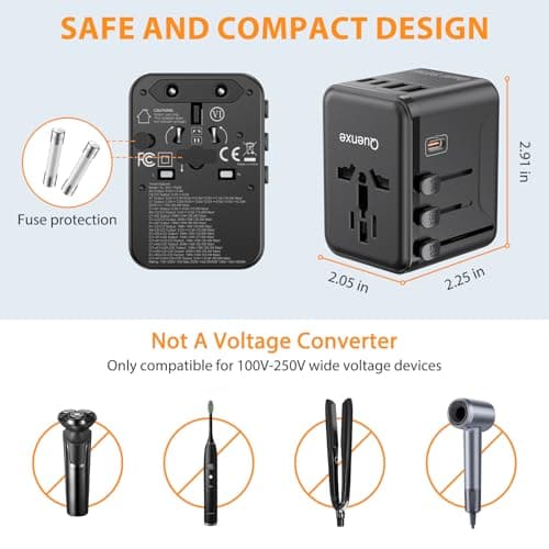Universal Travel Adapter, International Power Adapter with 35W PD & QC Fast Charging, Travel Plug Adaptor Worldwide with 3 USB-C & 2 USB-A for USA to Europe UK France Germany Australia(Type C/G/A/I) - Thumbnail 5