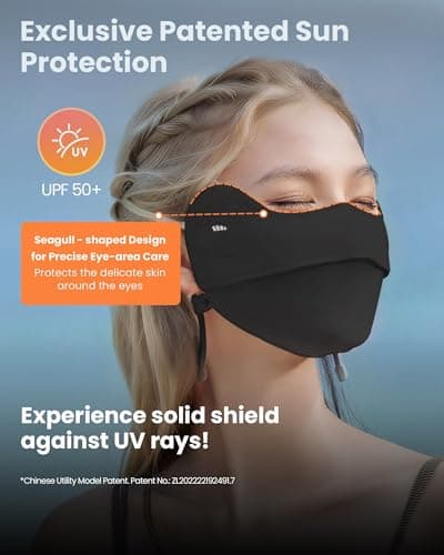 BENEUNDER UV Sun Protection Face Cover UPF50+ Breathable Cooling Neck Gaiter Scarf for Summer Outdoor Activities Reusable - Thumbnail 2