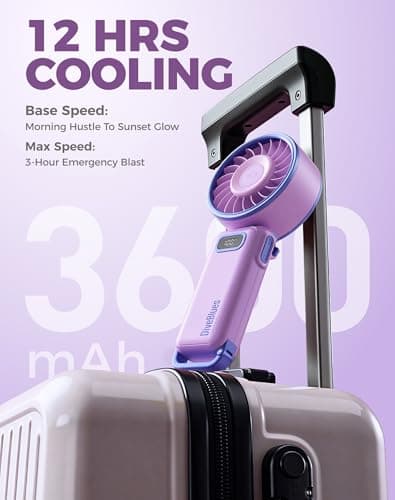 Diveblues Portable Turbo Fan, 7.4m/s High Speed Handheld Fan, 180° Foldable 4-in-1 Personal Neck Fan with Carabiner Clip, 100 Speed Stepless Control, USB-C Rechargeable for Travel, Makeup Hot Flashes - Thumbnail 6