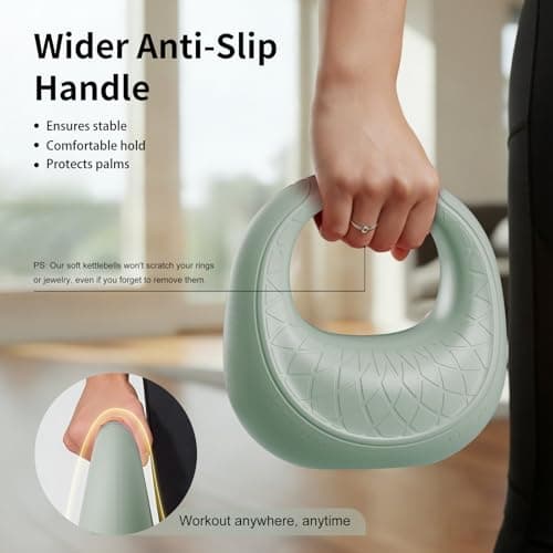 KYVYZOIC Soft Kettlebell, Kettlebell Anti-Slip Grip with Cushioned Impact-Resistant Base, Handbag Kettlebell Strength Training for Home Workouts, Kettlebells Set Full Body Strength Training - Green - Thumbnail 3