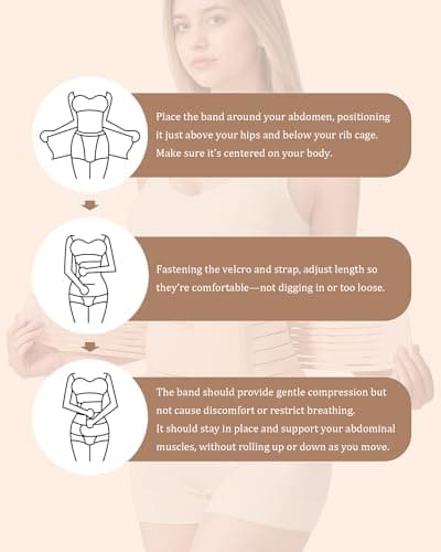 Evantha Postpartum Belly Band for Women: Adjustable Compression Wrap for Abdominal & Waist Support C-Section & Vaginal Birth Recovery Beige XXL - Thumbnail 6