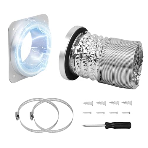 FIRRAX Magnetic Dryer Vent Coupling DV180 Dryer Vent Connector Kit with Self-Aligning Magnets, Airtight Seal Easy to Clean 3.2ft 4-Inch Flexible Hose for Laundry Nook & Rental Home