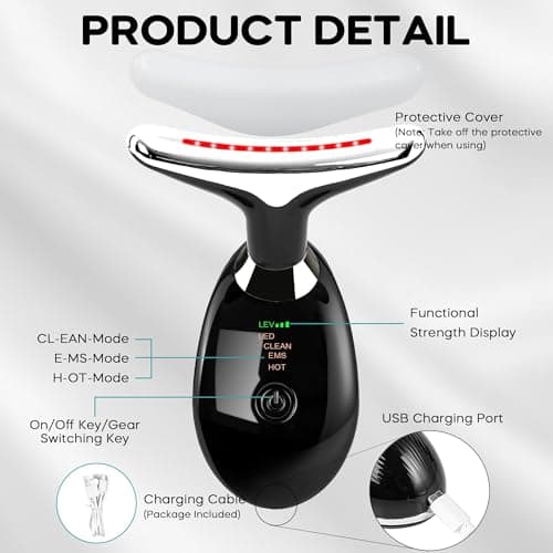 Facial Massager, Portable Face Neck Massager Wand for Skin Care (Black) - Thumbnail 3