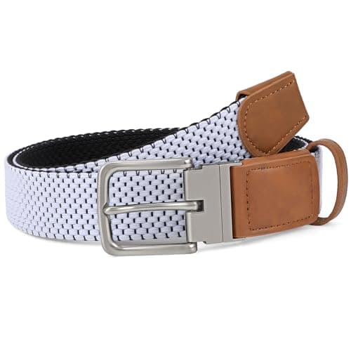 SANSTHS Reversible Braided Belt for Men and Women, Elastic Stretch Woven Golf Belts for Men, Casual Jeans Sports Work 1 3/8" - Image 1