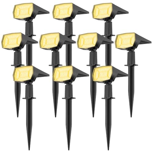 Fabrito 72 LEDs Solar Spot Lights Outdoor Waterproof, 3 Modes Landscape Spotlights, Dusk to Dawn Solar Powered Flood Wall Lights for Outside, Solar Garden Lights for Yard Porch 10 Pack (Warm White) - Image 1