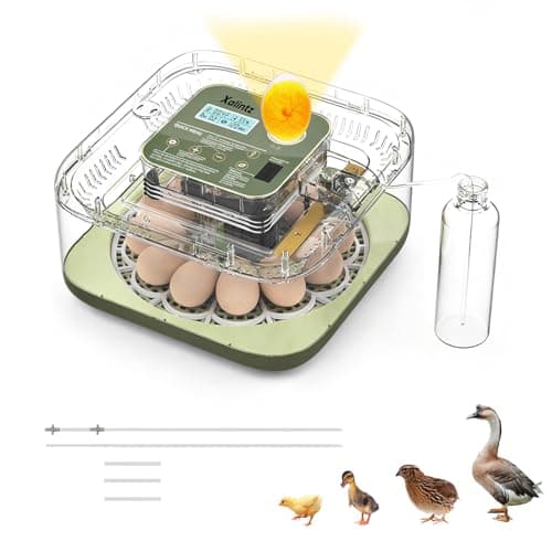 Automatic 12 Egg Incubator - Digital Temperature/Humidity Display, Hatch Day Countdown, Auto Egg Turner & Candler with 360° View for Hatching Chicken, Duck, Quail Eggs - Image 1