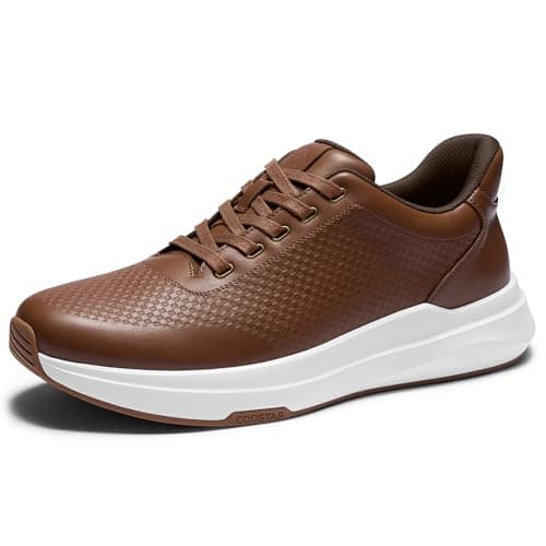Coostar Mens Casual Shoes Brown Dress Shoes for Men with Arch Support Orthopedic Walking Sneakers Wedding Shoe Brown Size 9 - Image 1