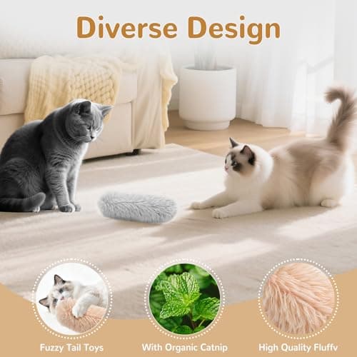 SINROBO Catnip Toys for Cats, Cat Kicker Toy with Crinkle Sound, Interactive Kitten Toys, Durable Plush Chew Toys for Indoor Cats(Green Orange Grey, 3) - Thumbnail 2
