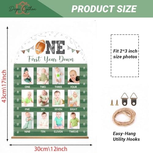 DegoCython My First Year Photo Frame,wooden 12 month picture frame for baby first year, t 2x3 Inch Picture Holder With Hang Hooks, Desktop Display For Infant 0-12 Months, Baby Gift, Birthday Party - Thumbnail 4