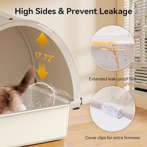 Meowant Stainless Steel Cat Litter Box, Extra Large Metal Litter Box with High Sided Oxford Fabric Cover & Extendable Scoop, Leakproof & Non-Sticky, Odor Control, No-Bend Cleaning - Thumbnail 5