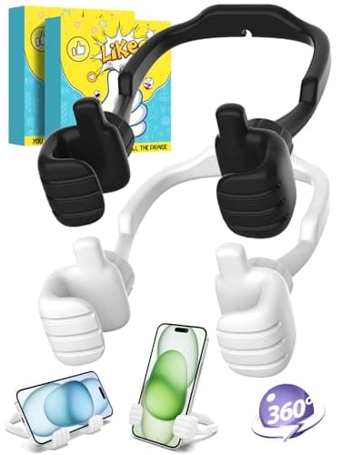 Gifts for Teens Boys Girls Adults Cell Phone Stand: UPGRADE Adjustable Thumbs Up Lazy Phone Holder for Desk Cool Gadgets for Men Women Adults Husband Wife Dad Him Fun Stocking Stuffers Birthday Gift