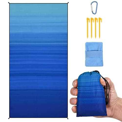 AISPARKY Pocket Picnic Blanket Compact Beach Blanket Waterproof Sandproof with Sand Remover, Portable Outdoor Mat for Camping Hiking Travel Festival