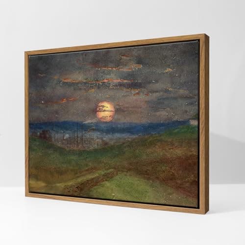 DAJONART Framed Wall Art for Office Living Room Bathroom, Vintage Sunset Landscape Canvas Prints Steampunk Urban Decor, Antique Framed Christmas Wall Decor for Farmhouse Rustic Home, 12"x16"