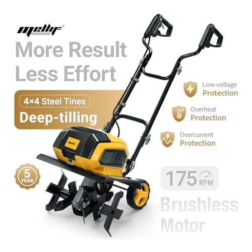 40v Cordless Brushless Rototiller Compatible with Dewalt 20V Battery(Tool Bare), 14.2in Electric Garden Tiller Cultivator, 8.7in Depth, Foldable, Adjustable Wheels for Lawn, Soil Prep, Grass Reseeding - Thumbnail 4