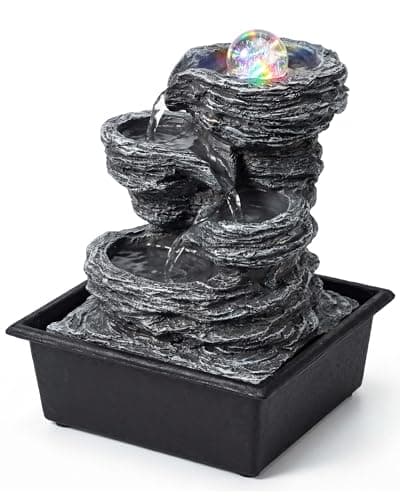 Twirleternity Tabletop Water Fountain with LED Lights & Rolling Bubble Ball, Indoor Waterfall Fountains for Home Office Zen Meditation Decor, Best Home Gifts for Friends or Family - Image 1