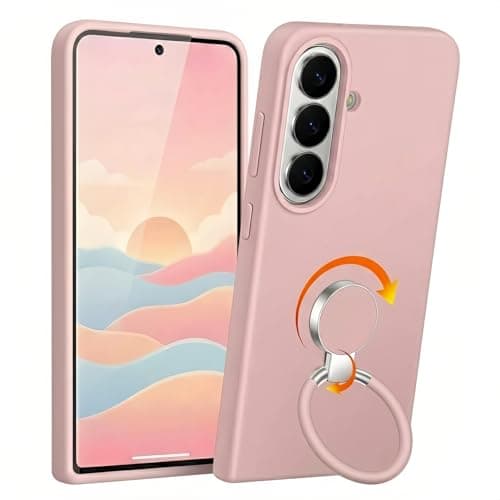 XYZ for Samsung Galaxy S26 Plus Case with Stand, 360°Rotatable Soft Ring Kickstand, Premium Liquid Silicone Phone Cover with Microfiber Lining, Shockproof Protective for S26 Plus,Pink - Image 1