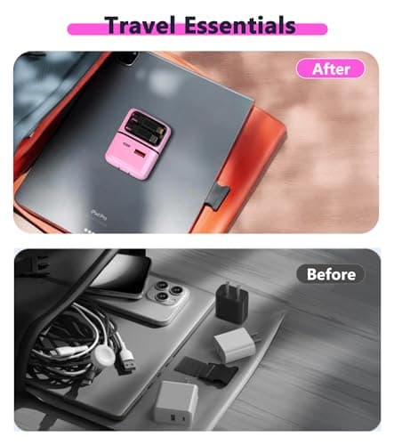 4-in-1 Retractable Gan Wall Charger Plug: 35W Fast Charging, Built-in USB C/Apple Cable, Dual USB-A/USB-C Ports, Charger Block for iPhone 17/16/15/14/13, iPad, Galaxy, Pixel, Travel Essentials, Pink - Thumbnail 4