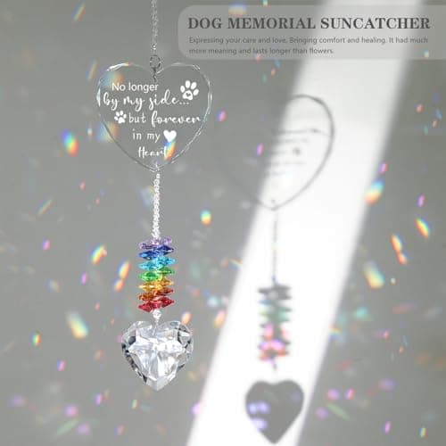 Dog Memorial Gifts, K9 Pet Memorial Crystal Suncatcher, Dog Loss Pet Passing Away Sympathy Remembrance Bereavement Gift (White-Heart) - Thumbnail 2