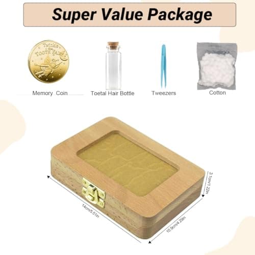 Tooth Fairy Tooth Holder for Kids, Fairy Baby Keepsake Box for Lost Teeth, Wooden Umbilical Cord Keepsake Box with Photo Frame & Coin, Storage Case to Keep a Child's Memories - Gift for Boys & Girls - Thumbnail 2