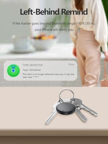 Tracker Tag Works with Apple Find My (iOS Only), Waterproof Luggage Tag, Key Finder for Wallets/Keys/Backpacks (Black, 2 Pack) - Thumbnail 3