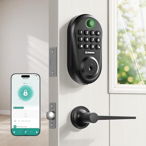 IRONZON Keyless Entry Door Lock Deadbolt with Handles Set Fingerprint Smart Door Lock with Keypad, Digital Auto-Locking Deadbolt, Electronic Entry Lock for Front Door Easy Installation - Thumbnail 4