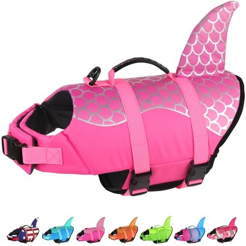 Dogcheer Dog Life Jacket, Cute Shark Dog Life Vest for Swimming Boating with Superior Buoyancy and Rescue Handle, Adjustable Puppy Swim Vest Pet Floating Vest for Small Medium Large Dogs - Pink, S - Image 1