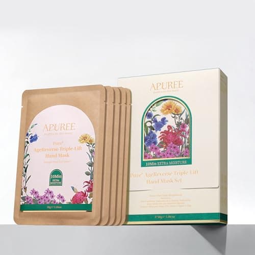 APUREE Anti Aging Hand Mask Gloves: 10-Minute Repair& Extra Moisture (5 * 30g)| for Severely Dry & Cracked Hands | Luxury Home SPA & 7 Peptides Collagen| All Skin Types| Vegan & Cruelty Free - Image 1