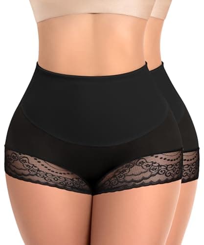 Ganado Tummy Control Shapewear for Women High Waisted Shaping Underwear Seamless Stomach Body Shaper Girdle Panties (#5 Black+black(Mid Waisted), XX-Large) - Image 1