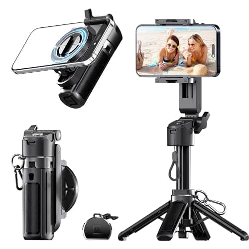 16.9" Tripod for Phone, Portable All in One Extendable Cell Phone Tripod Stand, Tall Travel Tripods for Recording Video Selfies Photo, with Wireless Remote Control for iPhone、Samsung、Android - Image 1