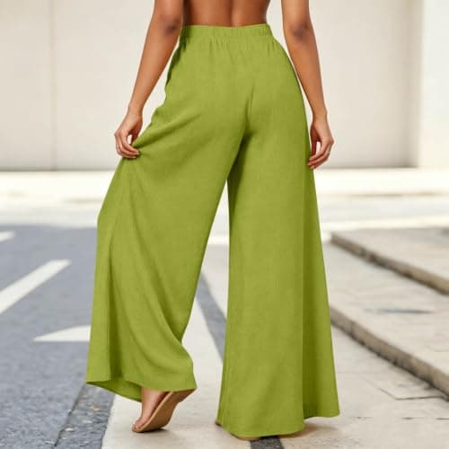Culottes for Women Fashion 2026 Summer Fall Green Large - Thumbnail 3